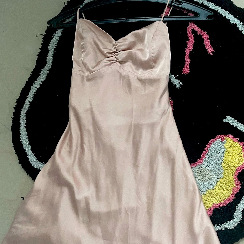 Cream Slip Dress with Spaghetti Straps for Cocktail